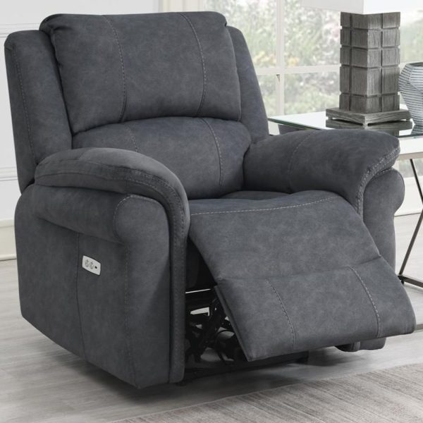 Wesley Fabric Electric Recliner 1 Seater Sofa In Grey | Bed Sava
