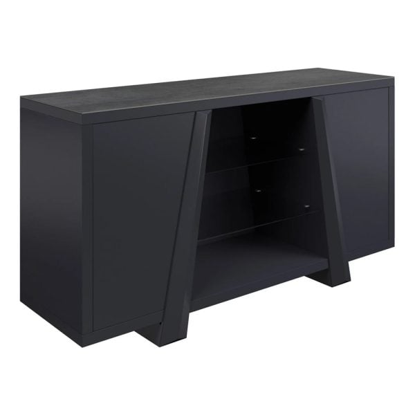 Westbury Matt Grey Ceramic Top Sideboard With Wooden Base | Bed Sava