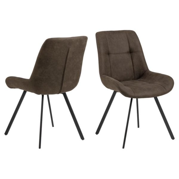 Westerly Anthracite Fabric Dining Chairs With Black Legs In Pair | Bed Sava