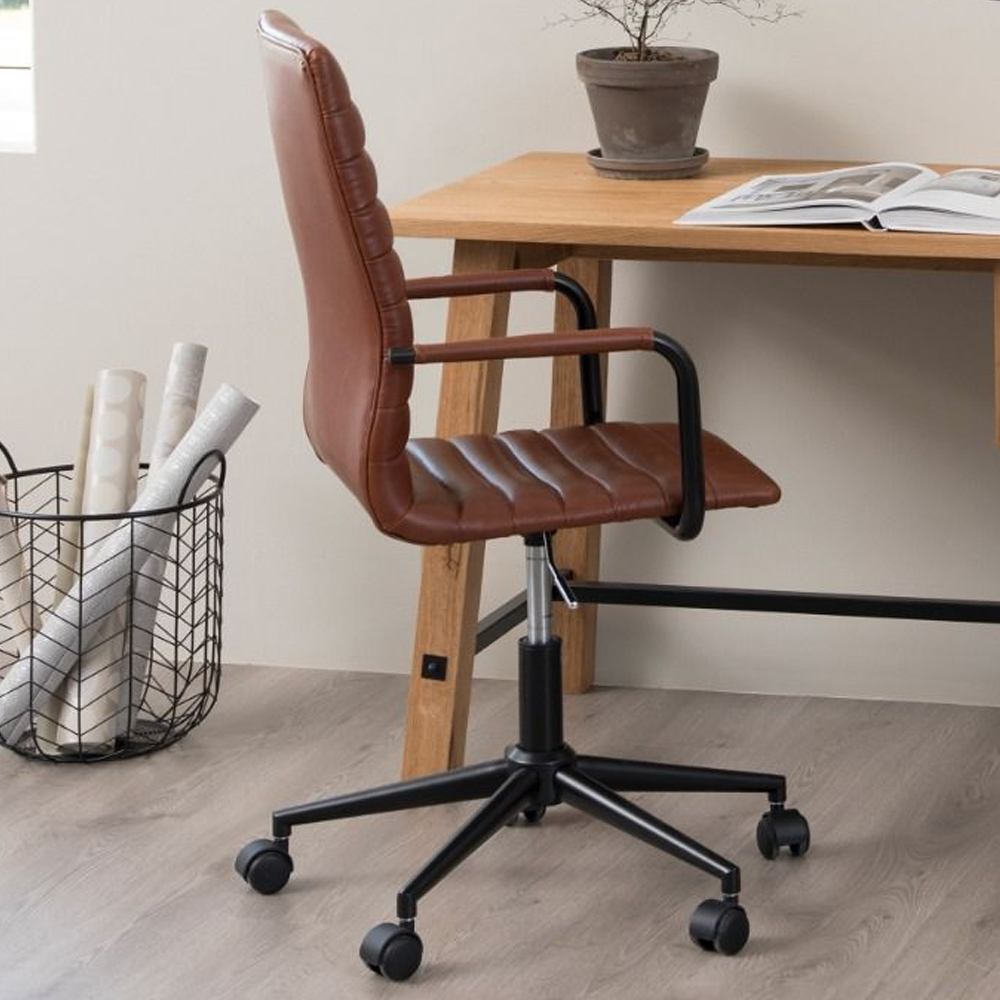 Westwego Faux Leather Home And Office Chair In Vintage Brandy