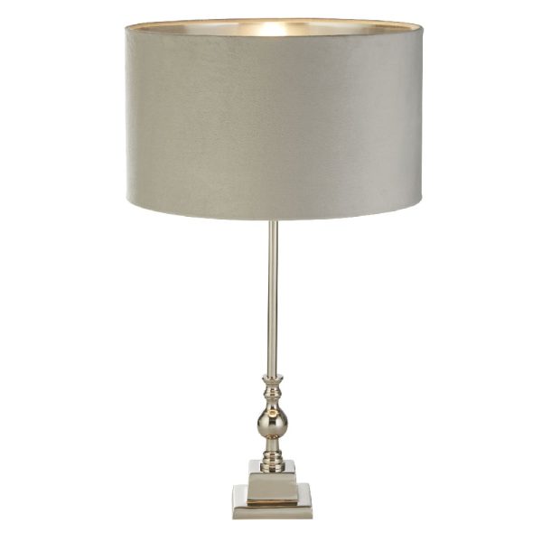 Whitby Light Grey Velvet Shade Table Lamp In Chrome | Bed Sava