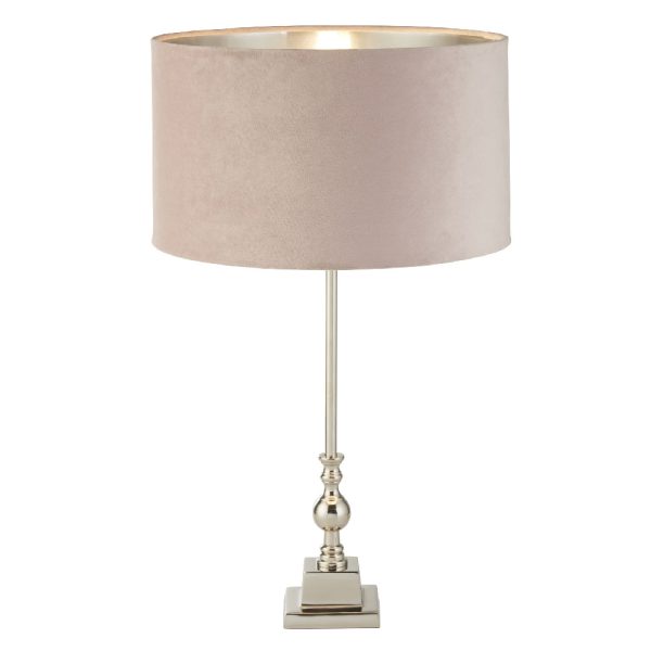 Whitby Pink Velvet Shade Table Lamp In Chrome | Bed Sava