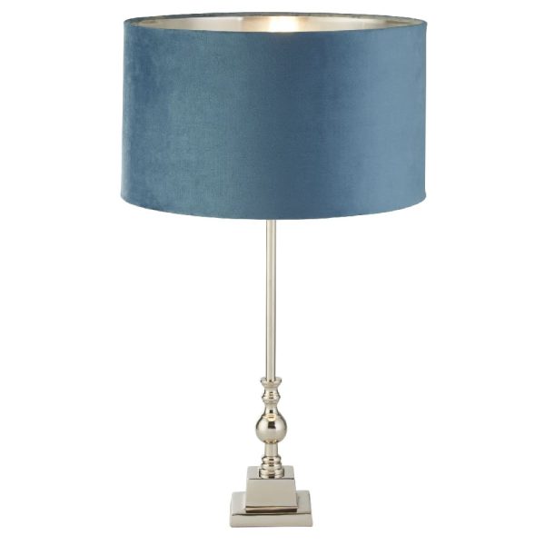 Whitby Teal Velvet Shade Table Lamp In Chrome | Bed Sava