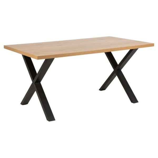 Whitby Wooden Dining Table With Black Legs In Matt Wild Oak | Bed Sava