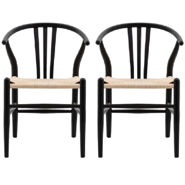 Whiten Black Wooden Dining Chairs In Pair | Bed Sava