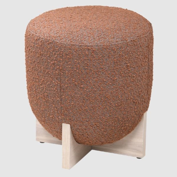 Wichita Fabric Stool With White Wash Leg Base In Burnt Orange | Bed Sava