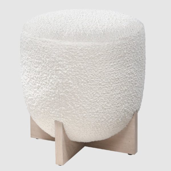 Wichita Fabric Stool With White Wash Leg Base In Cologne Ivory | Bed Sava