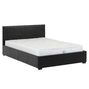 Wick Faux Leather Storage Ottoman Double Bed In Black | Bed Sava