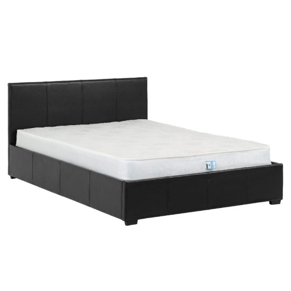 Wick Faux Leather Storage Ottoman King Size Bed In Black | Bed Sava