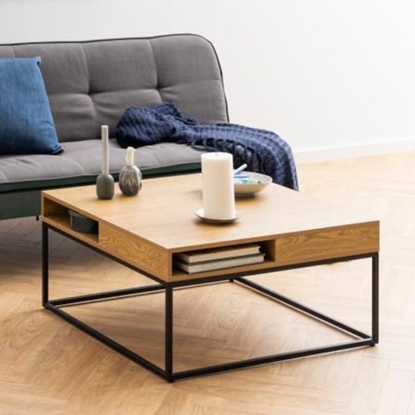 Wilf Wooden Square Coffee Table In Matt Wild Oak | Bed Sava