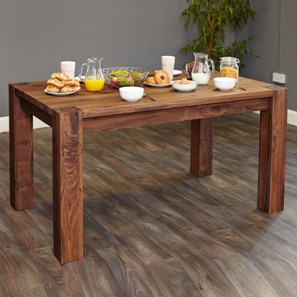 Willmar Medium Wooden Rectangular Dining Table In Walnut | Bed Sava