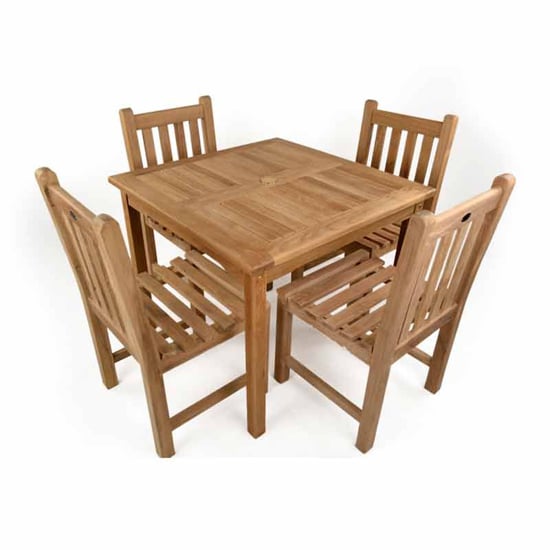 Willow Wooden Square Dining Table With 4 Chairs In Natural
