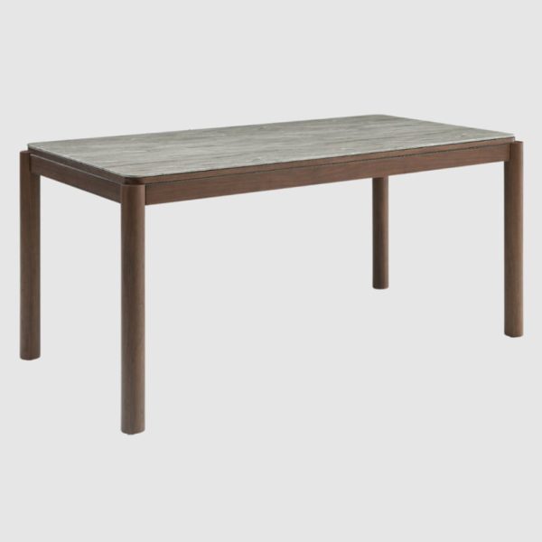 Wilmot Small Wooden Dining Table With Marble Glass Top In Walnut | Bed Sava