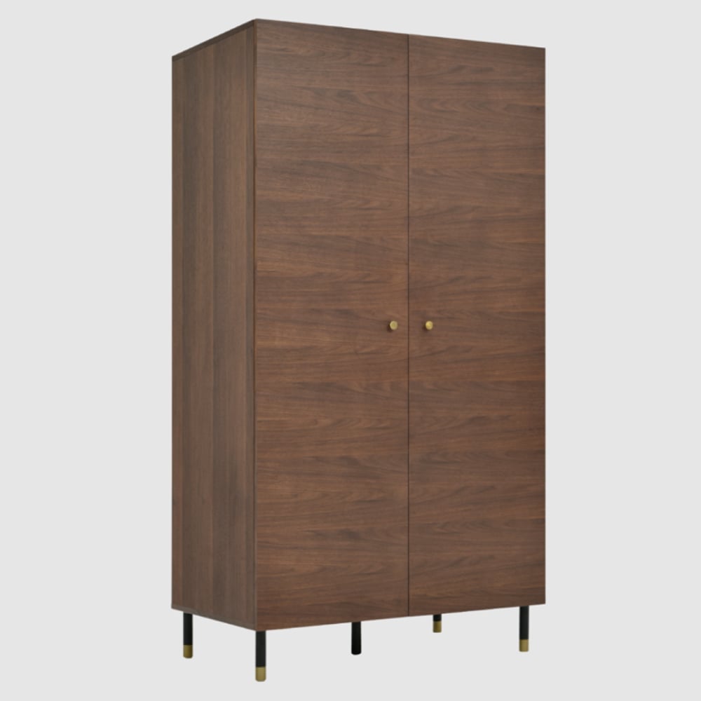 Wilmot Wooden Wardrobe With 2 Doors In Tobacco Walnut