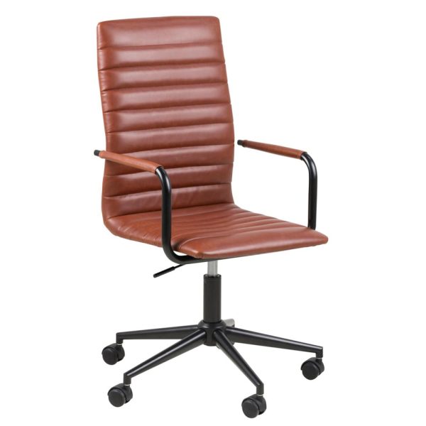 Woodway PU Leather Home And Office Chair In Vinatage Brandy | Bed Sava