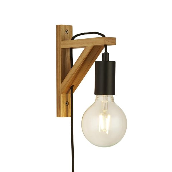 Woody Natural Table Lamp In Matt Black | Bed Sava