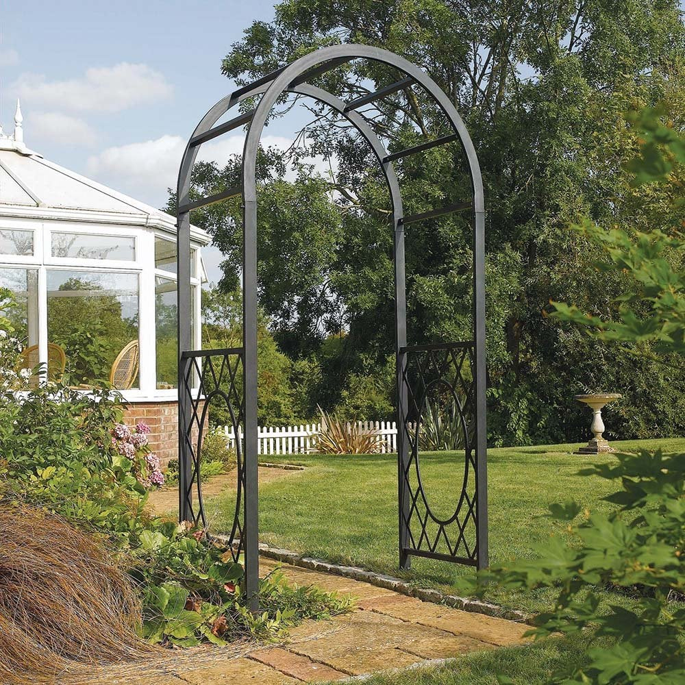 Worsley Metal Garden Round Arch In Gunmetal Grey