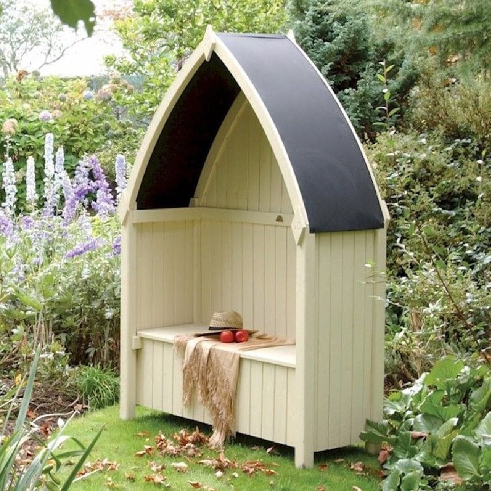 Wroxall Wooden Garden Arbour With Metal Roof In Natural