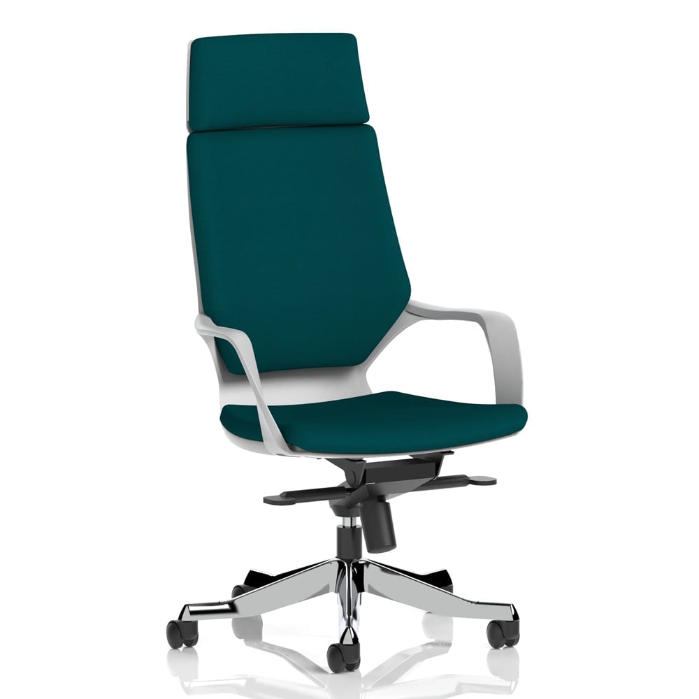 Xenia High Back Fabric Office Chair With Arms In Maringa Teal