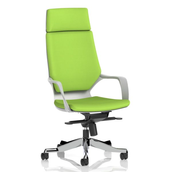 Xenia High Back Fabric Office Chair With Arms In Myrrh Green | Bed Sava