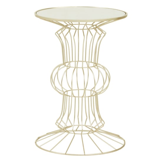 Xuange White Mirrored Glass Side Table With Light Gold Frame