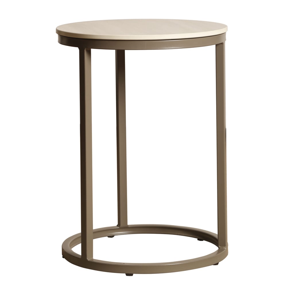 Yetis Ceramic Round End Table In Matt Latte