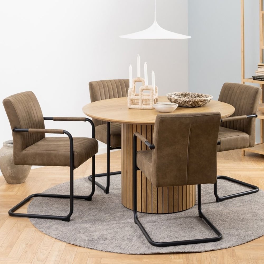 York Wooden Dining Table With 4 Alpine Light Brown Chairs In Oak