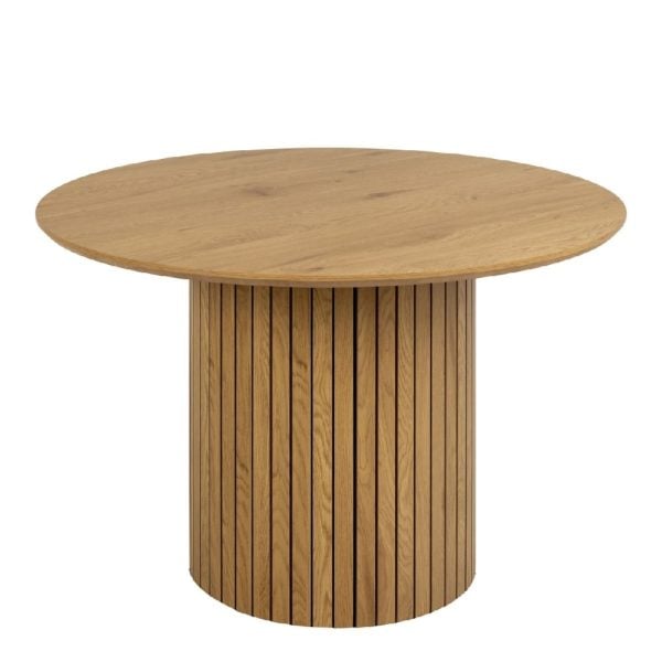 York Wooden Dining Table Round In Oak | Bed Sava