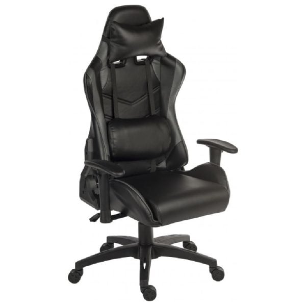 Yucaipa PU Leather Gaming Chair In Black | Bed Sava