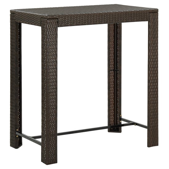 Yuna 100cm Poly Rattan Garden Bar Table In Brown