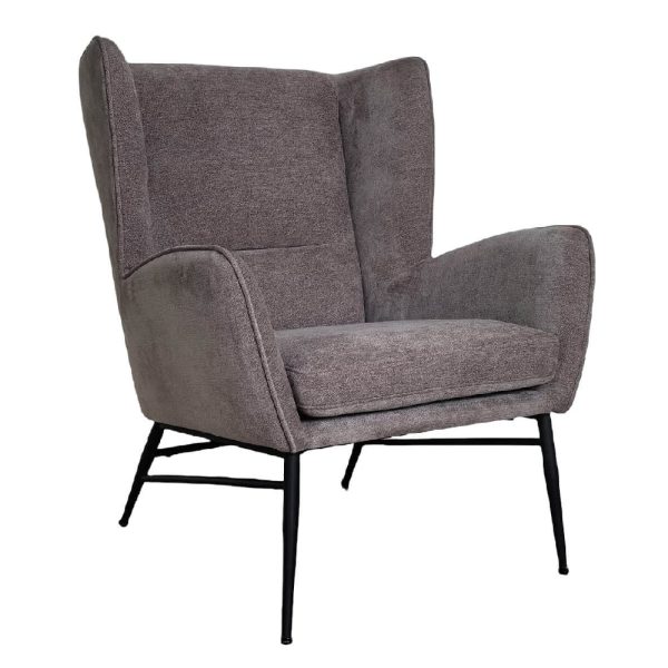 Zanesville Fabric Accent Bedroom Chair With Black Legs In Grey | Bed Sava