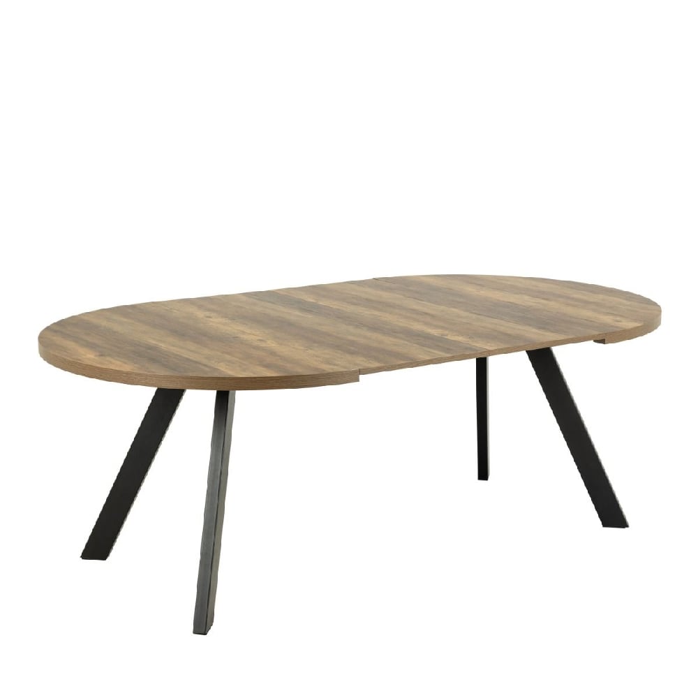 Zanesville Wooden Extending Dining Table Round In Oak And Black