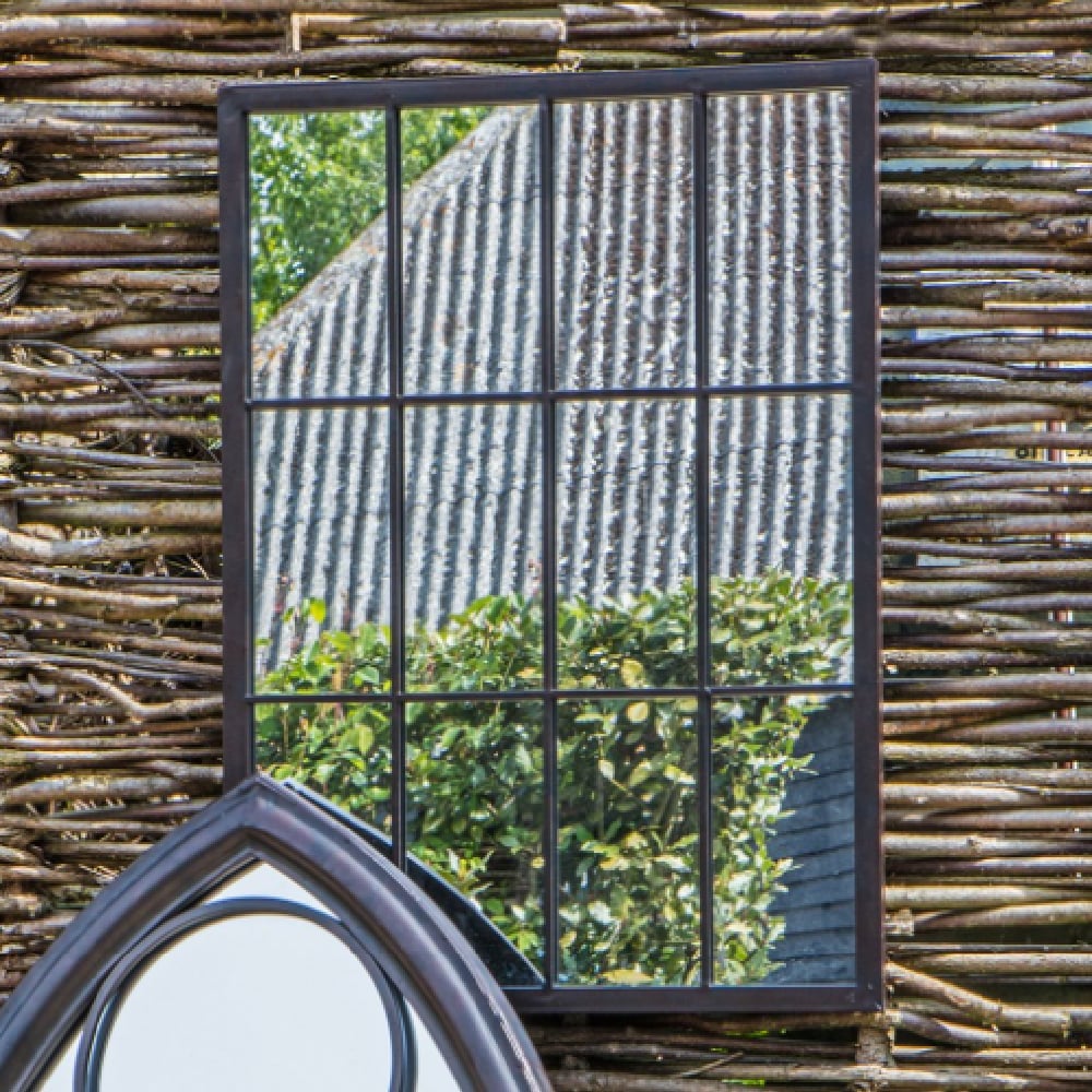 Zebulon Outdoor Window Design Mirror In Black Frame