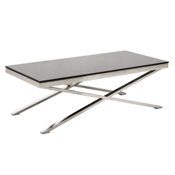Zanita Black Glass Top Coffee Table With Chrome Frame | Bed Sava