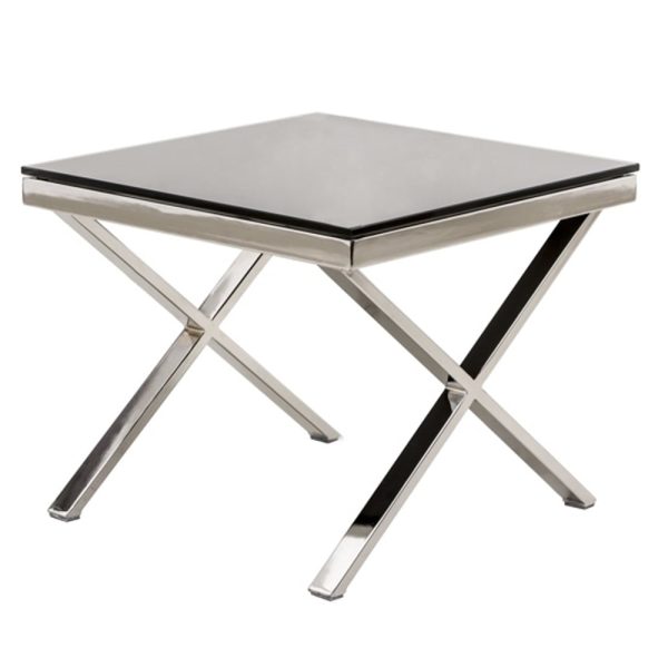 Zanita Black Glass Top End Table With Chrome Frame | Bed Sava