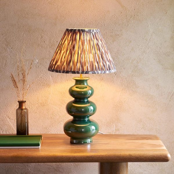 Zapopan Pearl Grey 30cm Ceramic Table Lamp In Gloss Green | Bed Sava