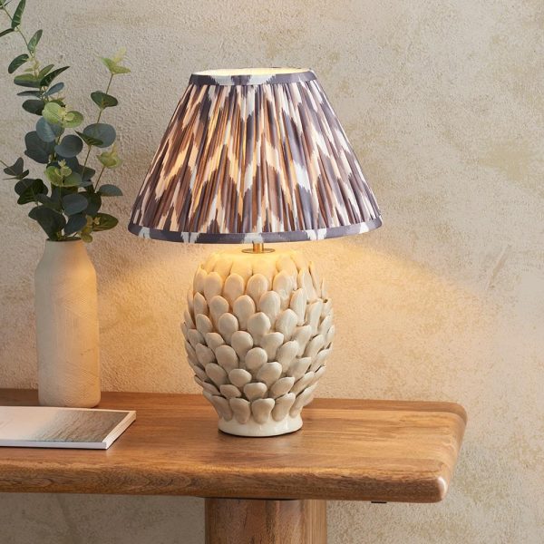 Zapopan Pearl Grey 30cm Shade Large Ceramic Table Lamp In Ivory | Bed Sava