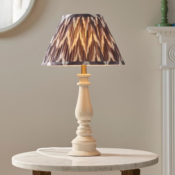 Zapopan Pearl Grey 30cm Shade Resin Table Lamp In Almond White | Bed Sava
