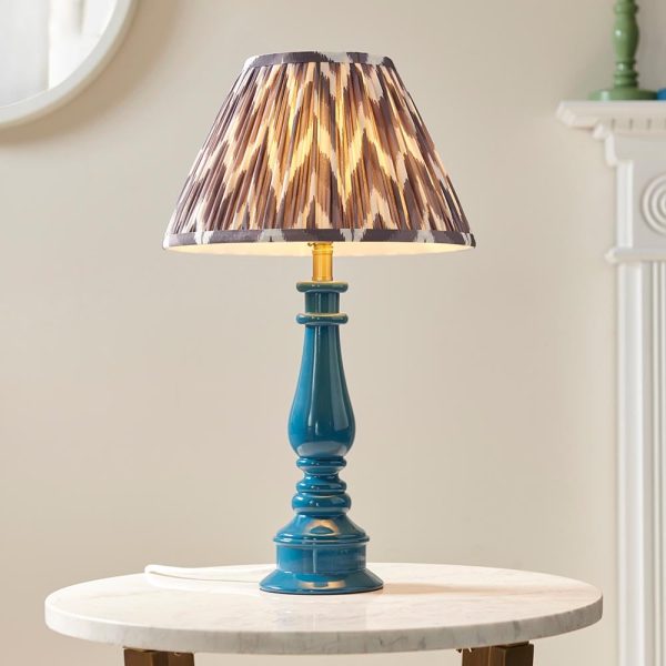 Zapopan Pearl Grey 30cm Shade Resin Table Lamp In Marlin Blue | Bed Sava