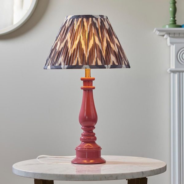 Zapopan Pearl Grey 30cm Shade Resin Table Lamp In Pink Clay | Bed Sava