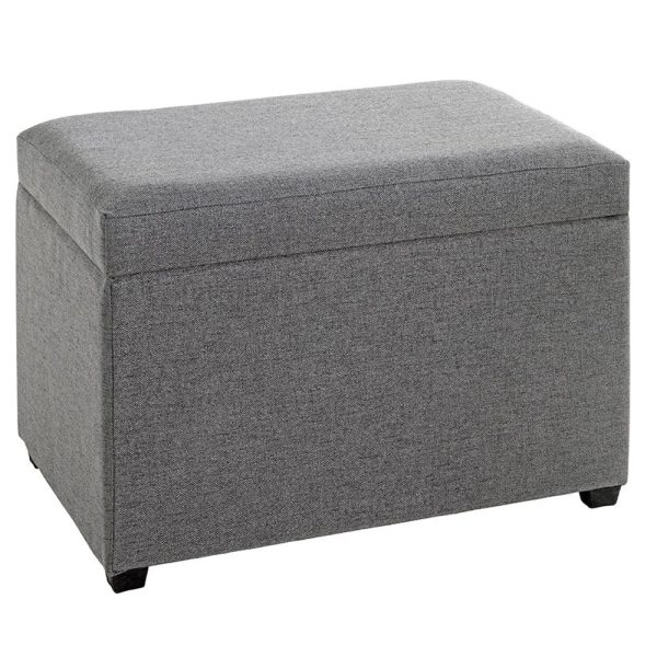 Zapopan Small Textile Fabric Storage Ottoman In Anthracite | Bed Sava