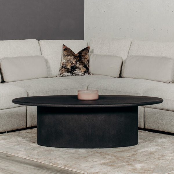 Zapopan Wooden Coffee Table In Black Concrete Effect | Bed Sava