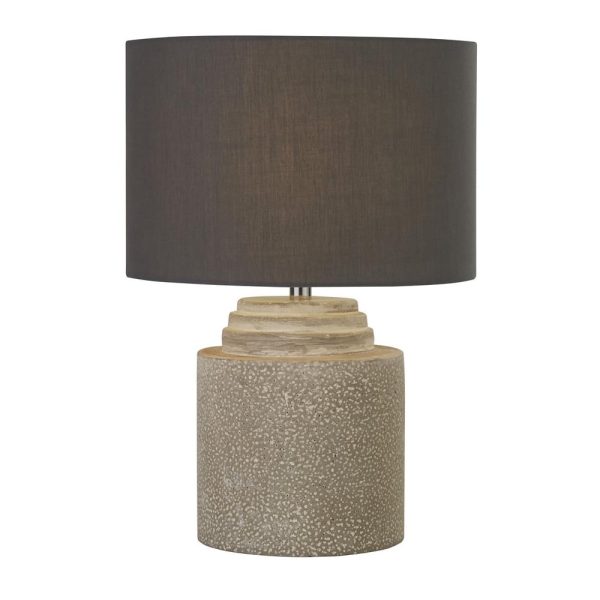 Zara Fabric Shade Table Lamp In Grey Cement Base | Bed Sava