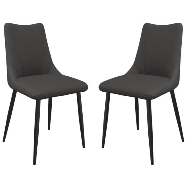 Zaria Dark Grey Faux Leather Dining Chairs In Pair | Bed Sava
