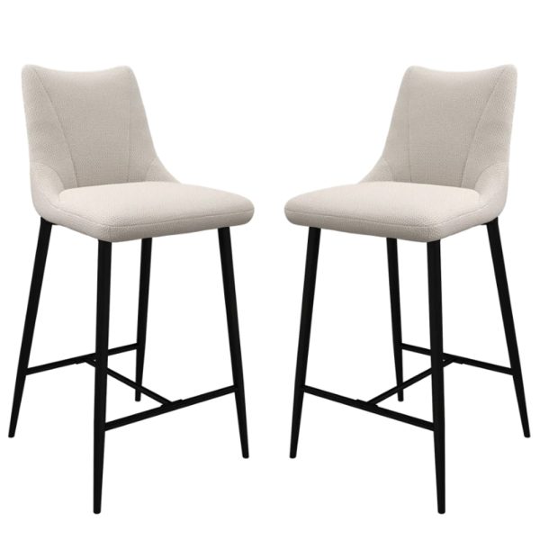 Zaria Ivory Fabric Bar Chairs In Pair | Bed Sava