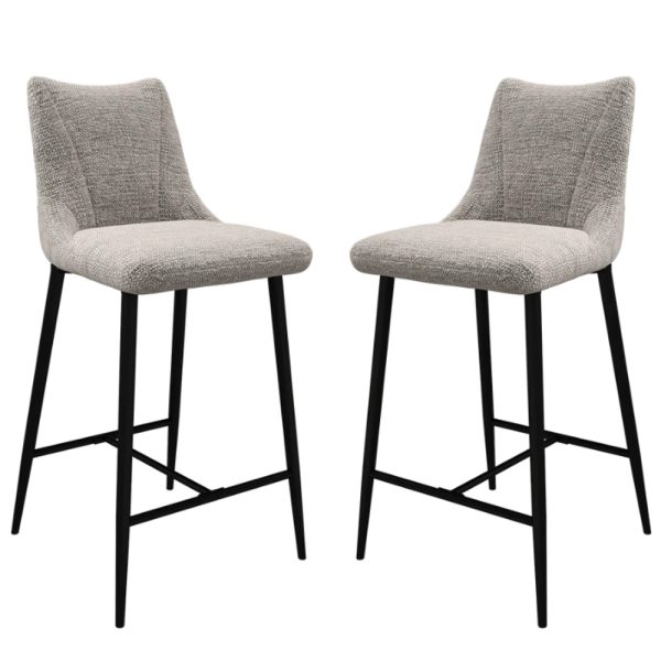 Zaria Light Grey Fabric Bar Chairs In Pair | Bed Sava