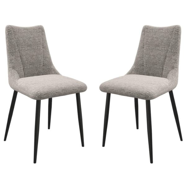 Zaria Light Grey Fabric Dining Chairs In Pair | Bed Sava