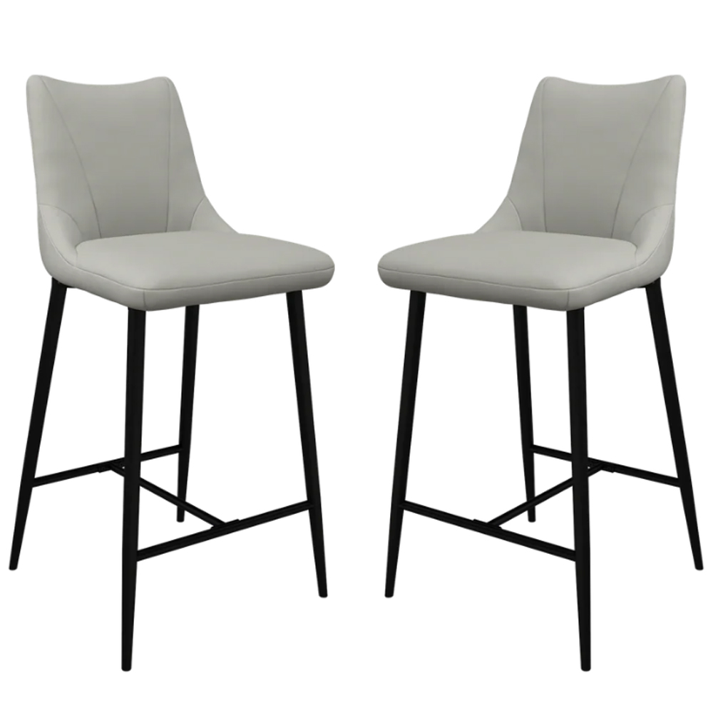 Zaria Taupe Faux Leather Bar Chairs In Pair