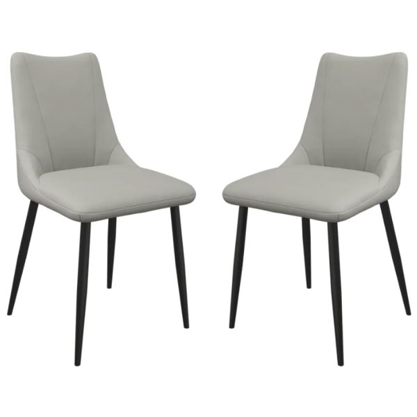 Zaria Taupe Faux Leather Dining Chairs In Pair | Bed Sava