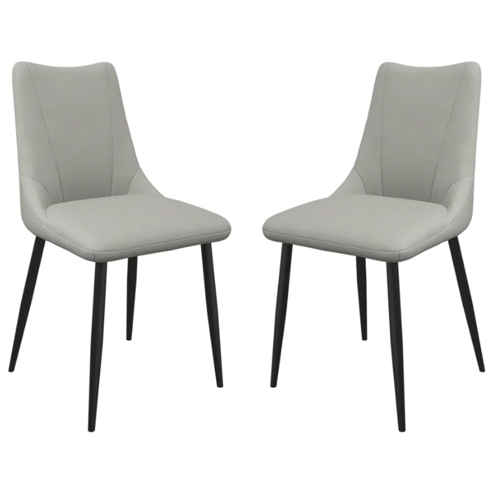 Zaria Taupe Faux Leather Dining Chairs In Pair